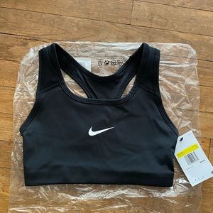 Nike new black swoosh sports bra - size small